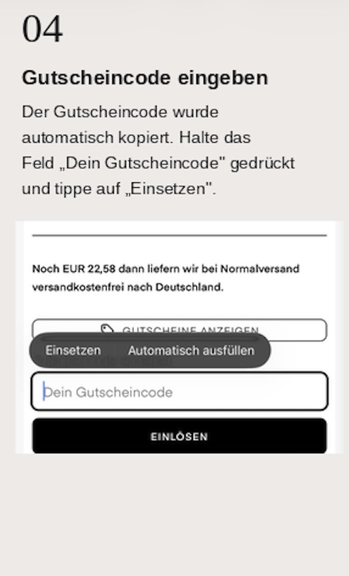 Schritt 4: Gutscheincode eingeben