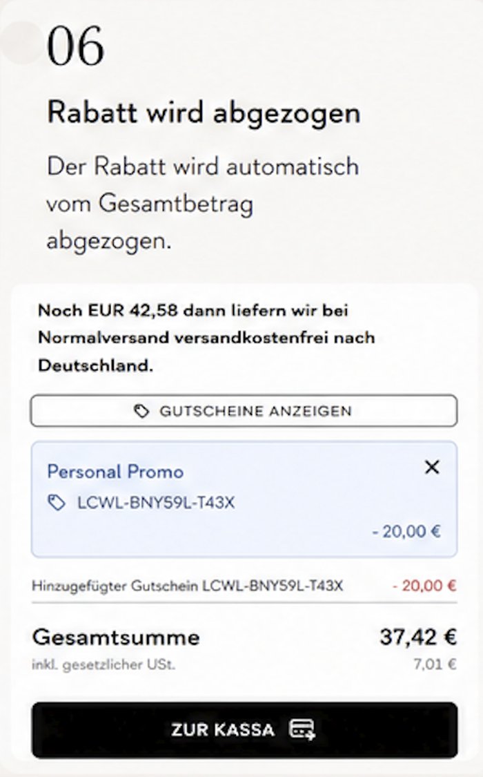 Schritt 6: Rabatt wird abgezogen