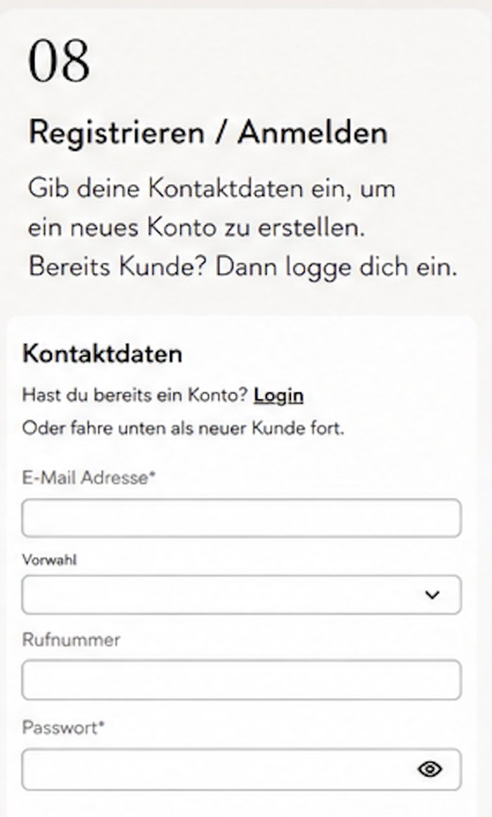 Schritt 8: Registrieren oder Anmelden